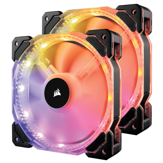Corsair HD140 RGB LED High Performance 140mm PWM Fan Twin Pack With Controller
